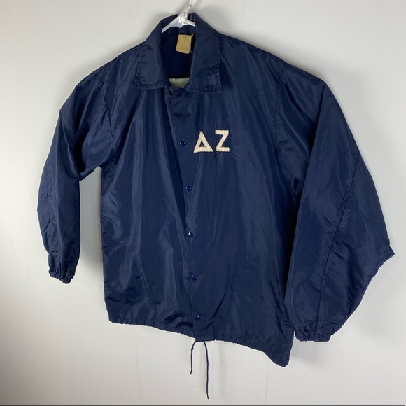 VTG General Athletic Products 50s/60s USA nylon Delta Zeta Greek windbreaker S - Picture 2 of 6